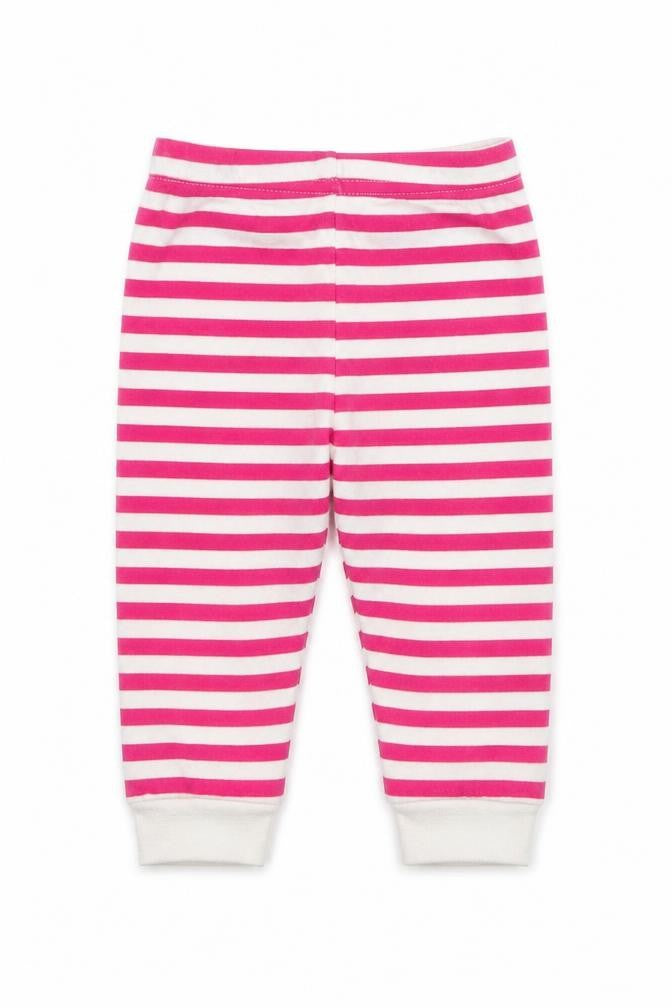 Front view of Mothercare girls’ pink striped capri trousers, size 6-9, months
