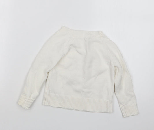 Gap Girls White  Knit Pullover Jumper Size 2 Years