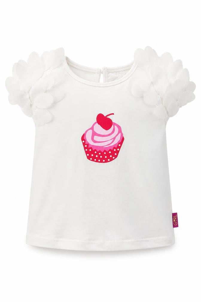 Front view of Emma Bunton girls’ white basic t-shirt, size 18-24, months