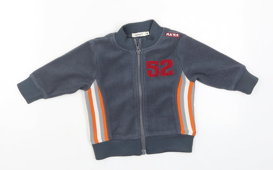 name it Boys Grey Striped  Jacket  Size 6-9 Months  - 52