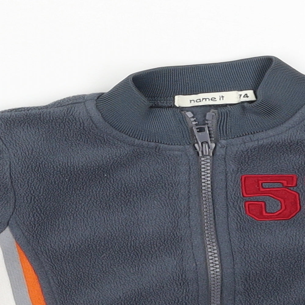 name it Boys Grey Striped  Jacket  Size 6-9 Months  - 52