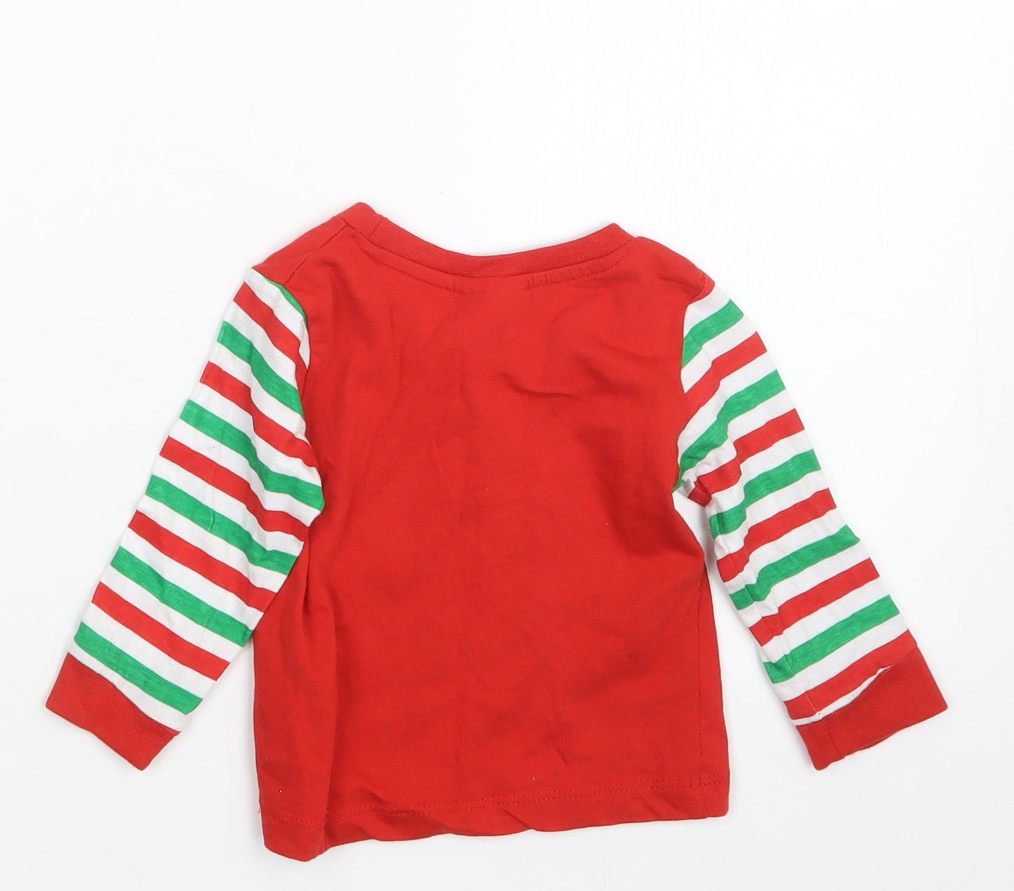 B&M Boys Red Geometric  Babydoll Pyjama Top Size 6-9 Months  - Christmas