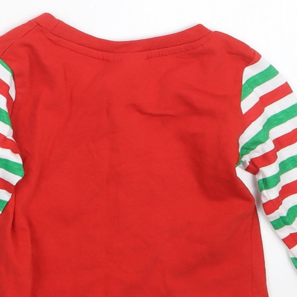 B&M Boys Red Geometric  Babydoll Pyjama Top Size 6-9 Months  - Christmas