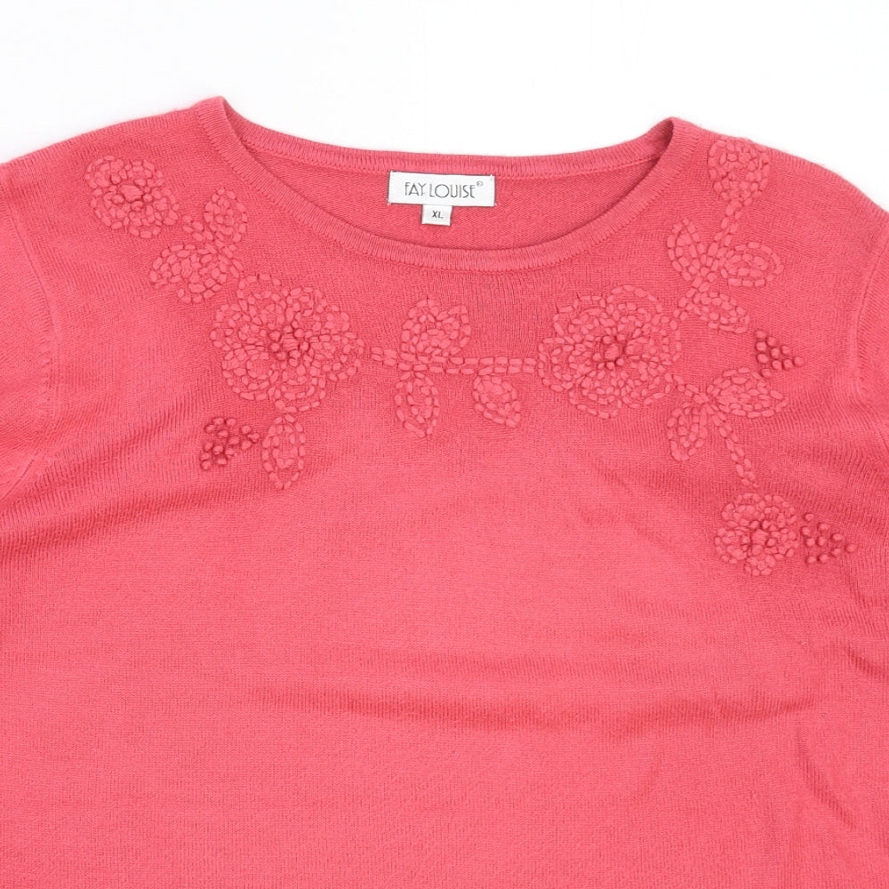 Fay Louise Womens Pink  Knit Pullover Jumper Size XL