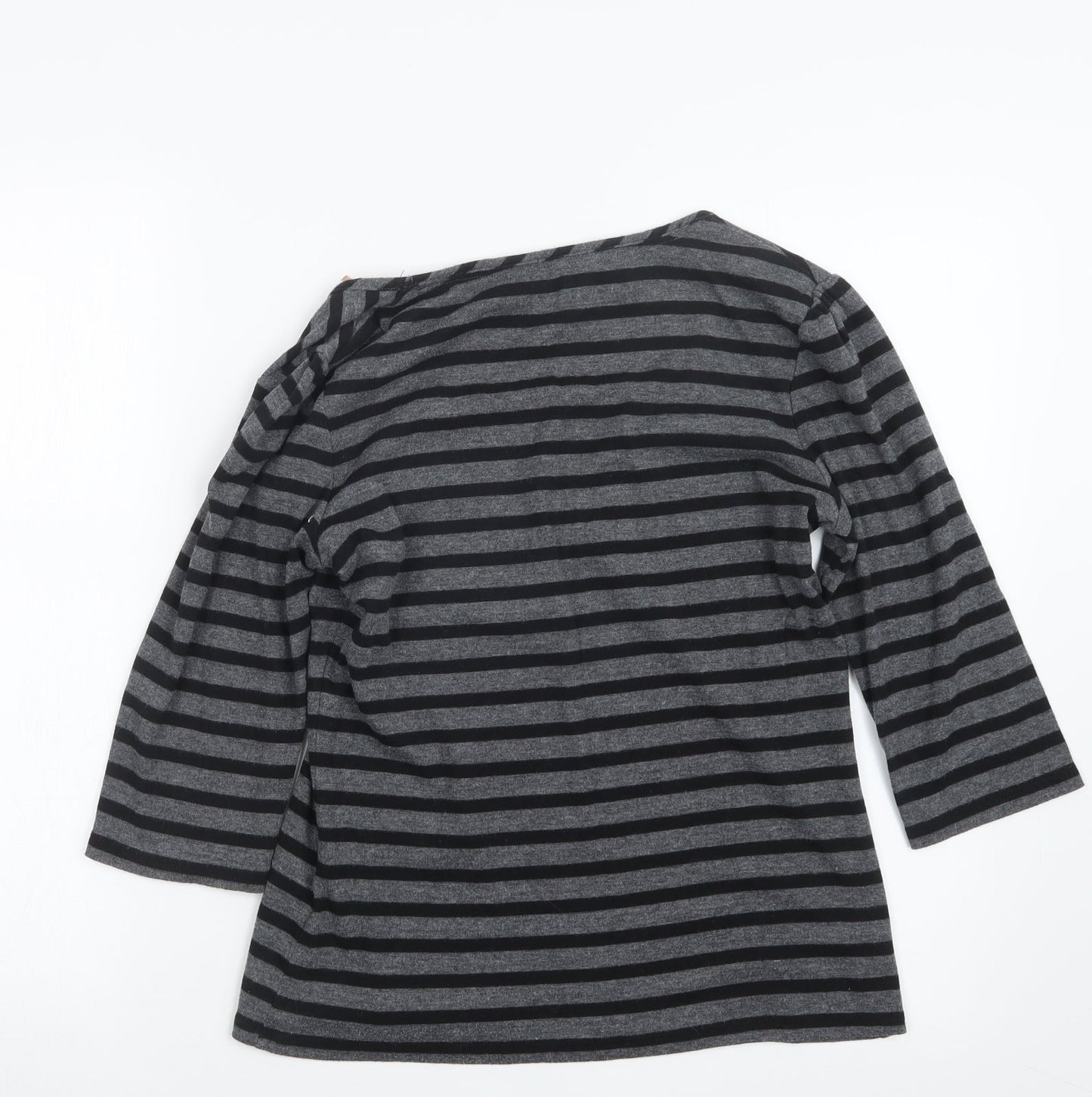 Marks and Spencer Womens Grey Striped  Basic T-Shirt Size 12