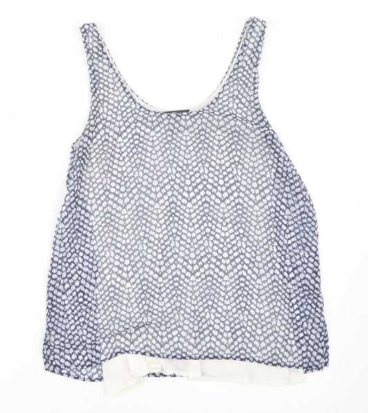 Mango Womens Blue Geometric  Basic Blouse Size S