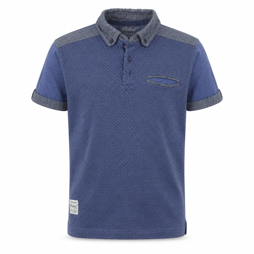 Rebel Boys Blue Geometric  Basic Polo Size 8-9 Years