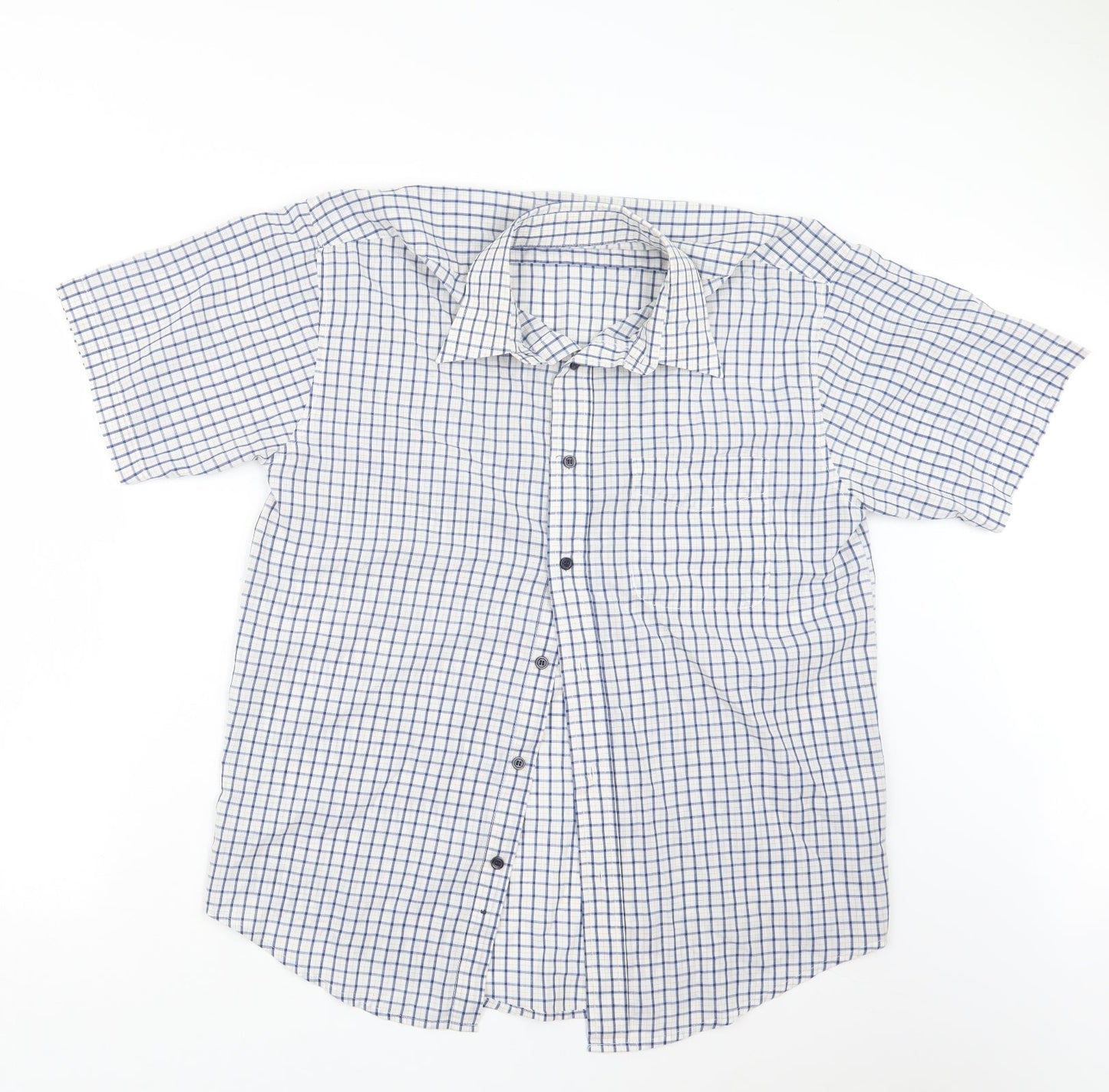 Metaphor Mens Blue Check   Button-Up Size M