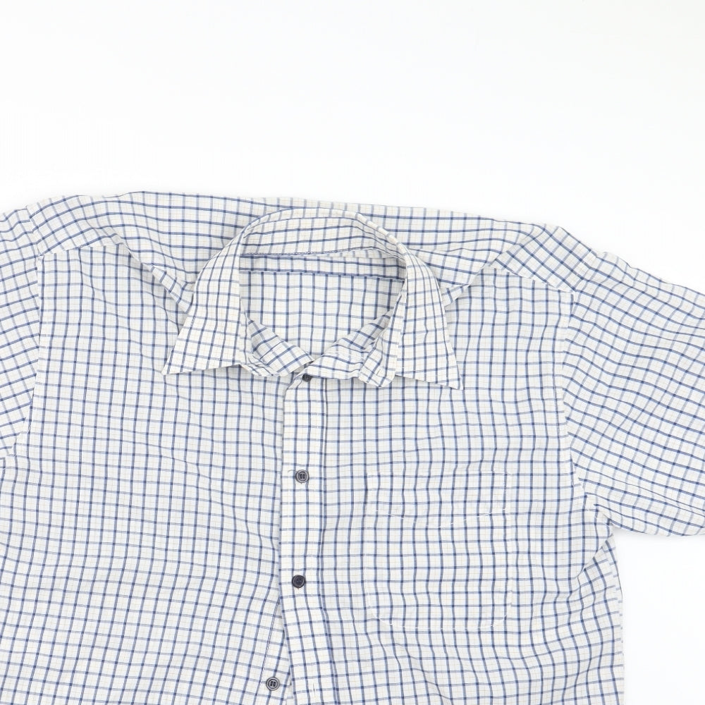 Metaphor Mens Blue Check   Button-Up Size M