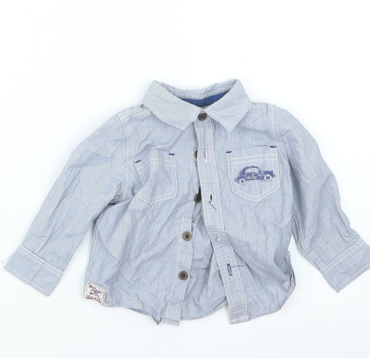 Pumpkin Patch Boys Blue Striped  Basic Button-Up Size 6-9 Months