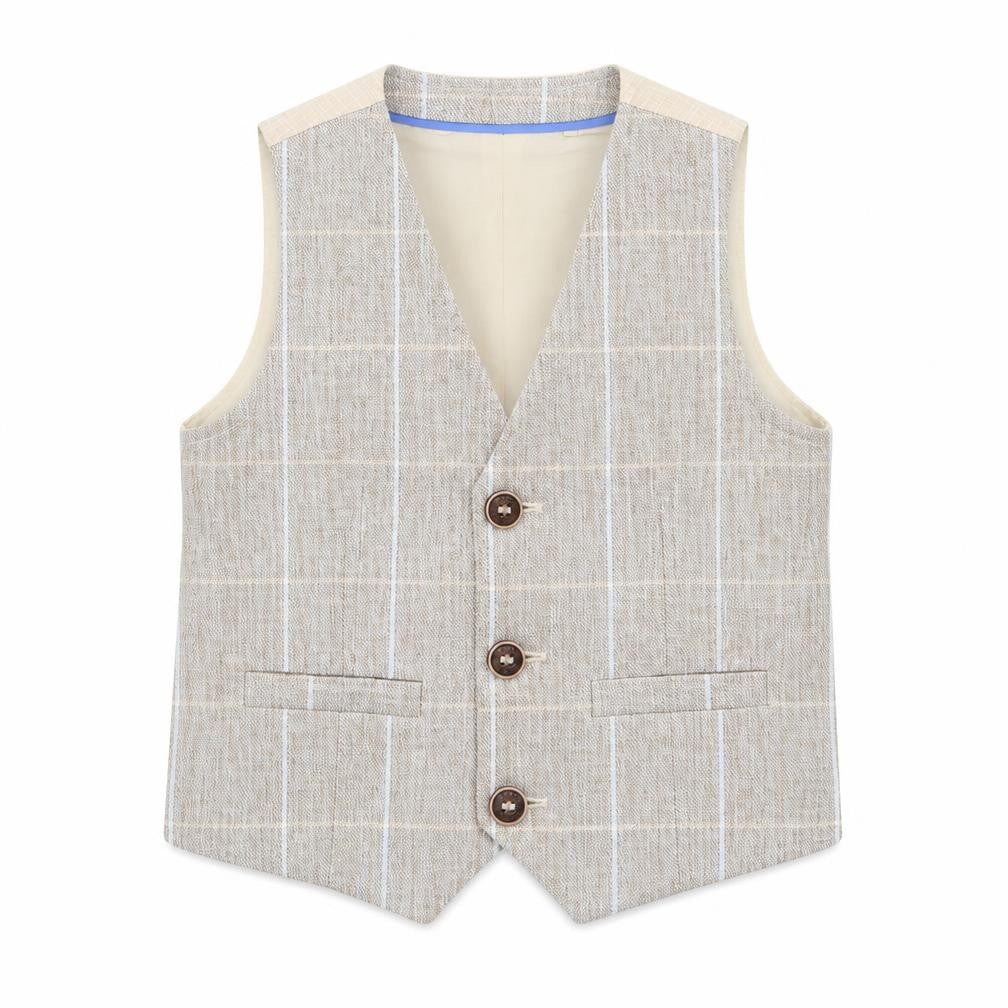 Next Boys Beige Check  Jacket Waistcoat Size 12-18 Months