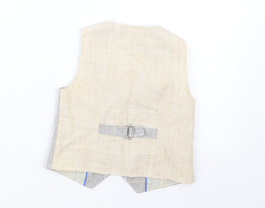 NEXT Boys Beige Check  Jacket Waistcoat Size 12-18 Months