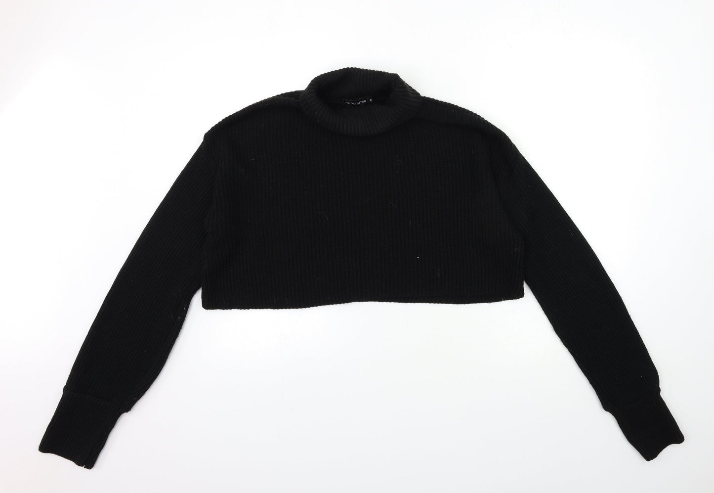 PRETTYLITTLETHING Womens Black  Knit Pullover Jumper Size M