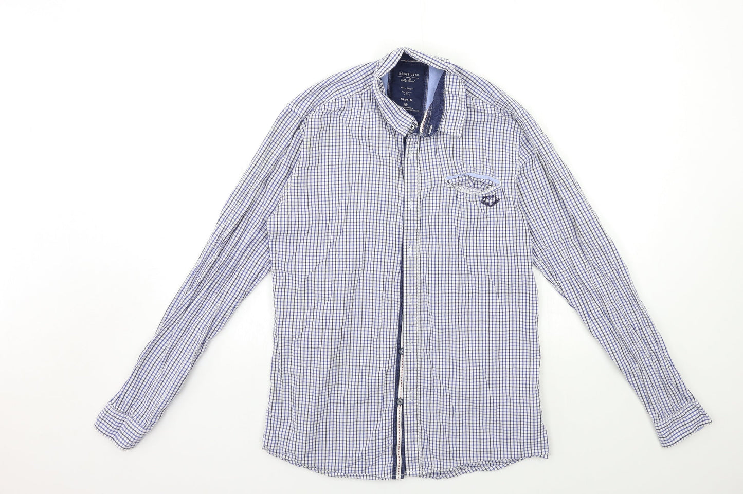 HOUSE CLTH Mens Blue Check   Button-Up Size S