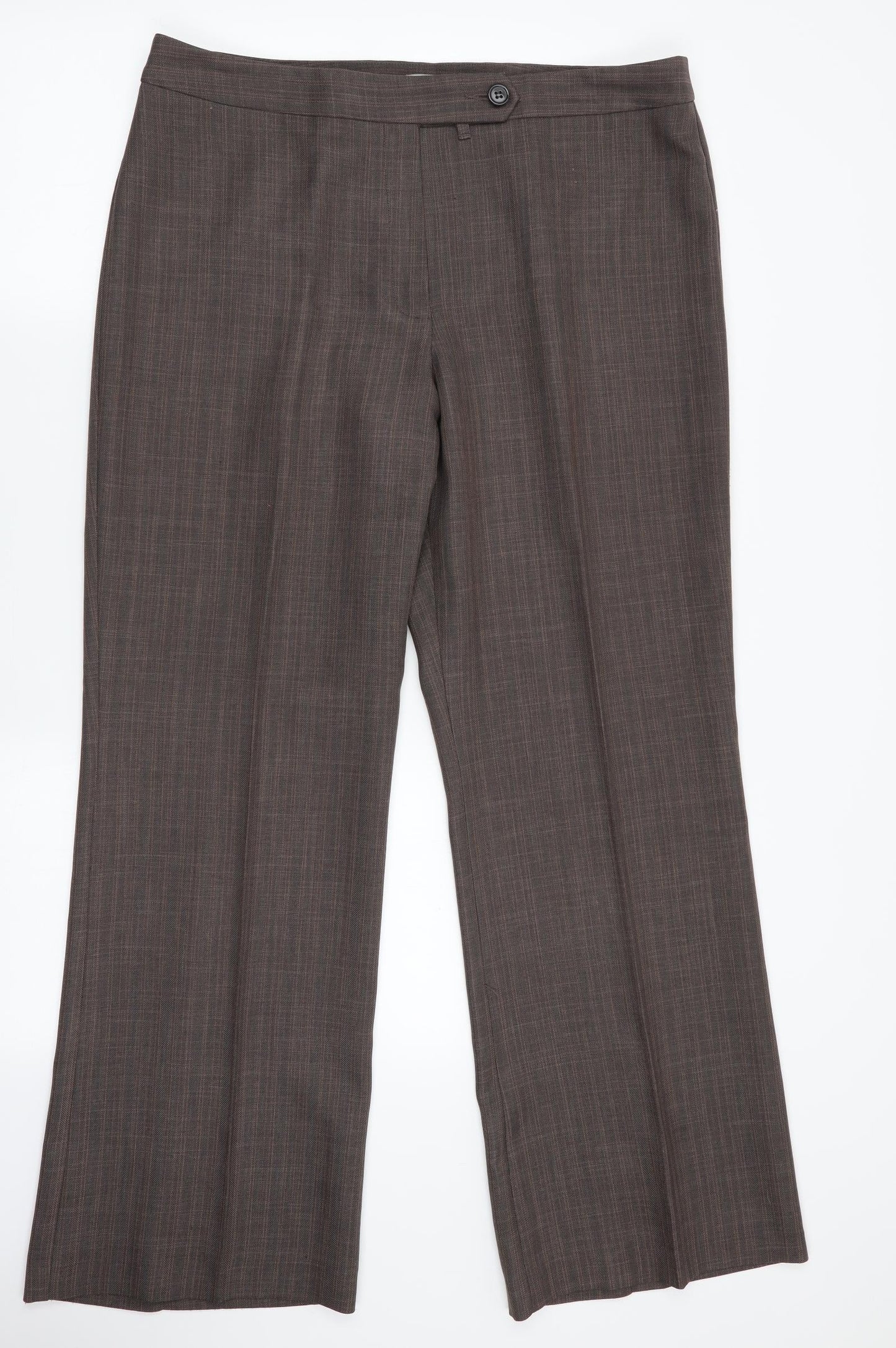 M&S Womens Brown Striped  Trousers  Size 10 L31 in