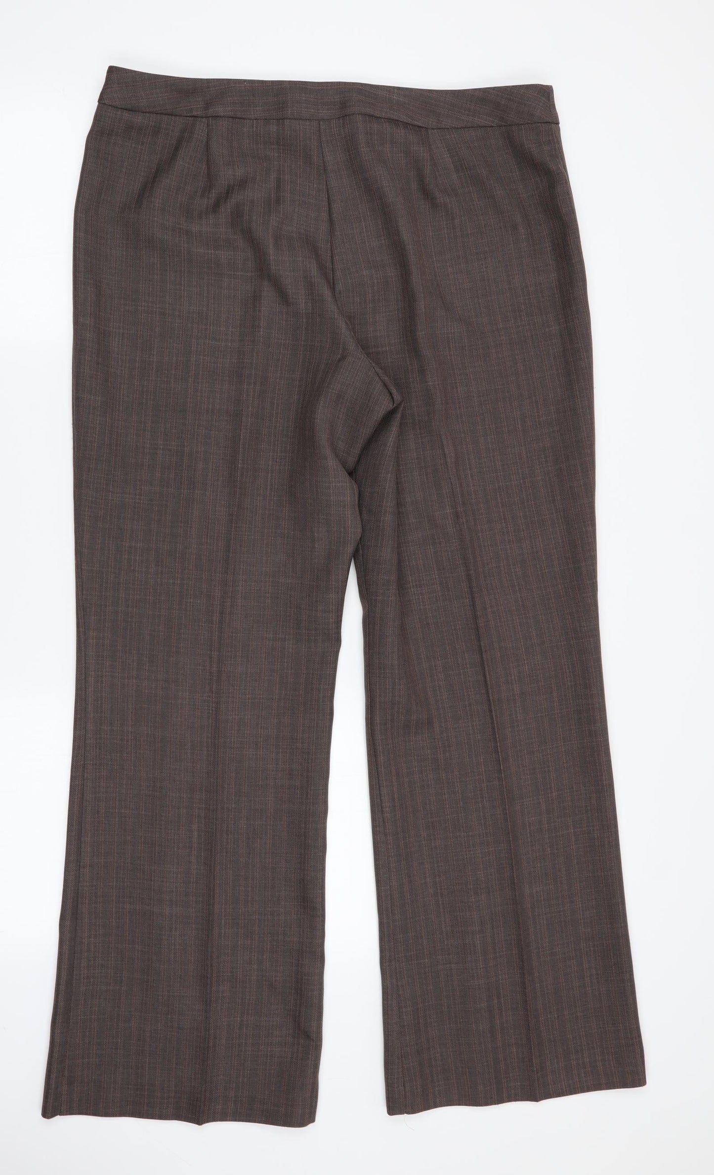 M&S Womens Brown Striped  Trousers  Size 10 L31 in