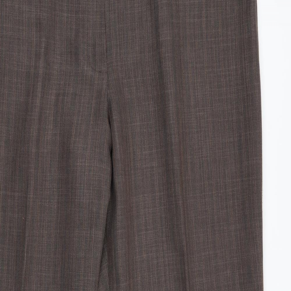 M&S Womens Brown Striped  Trousers  Size 10 L31 in