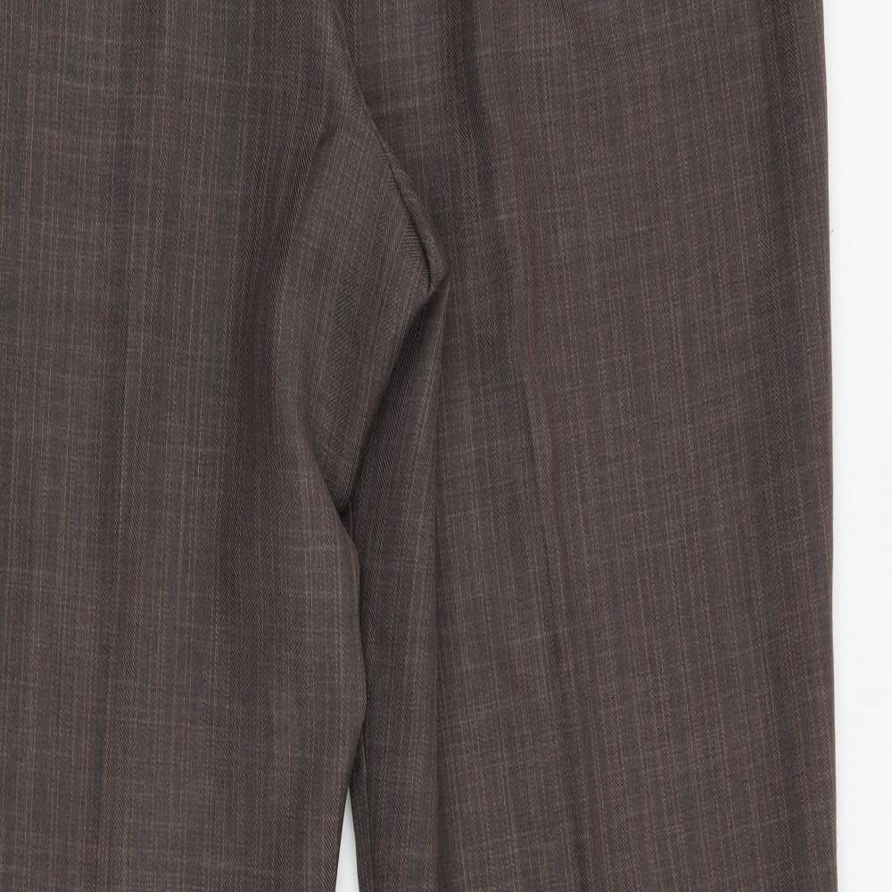M&S Womens Brown Striped  Trousers  Size 10 L31 in