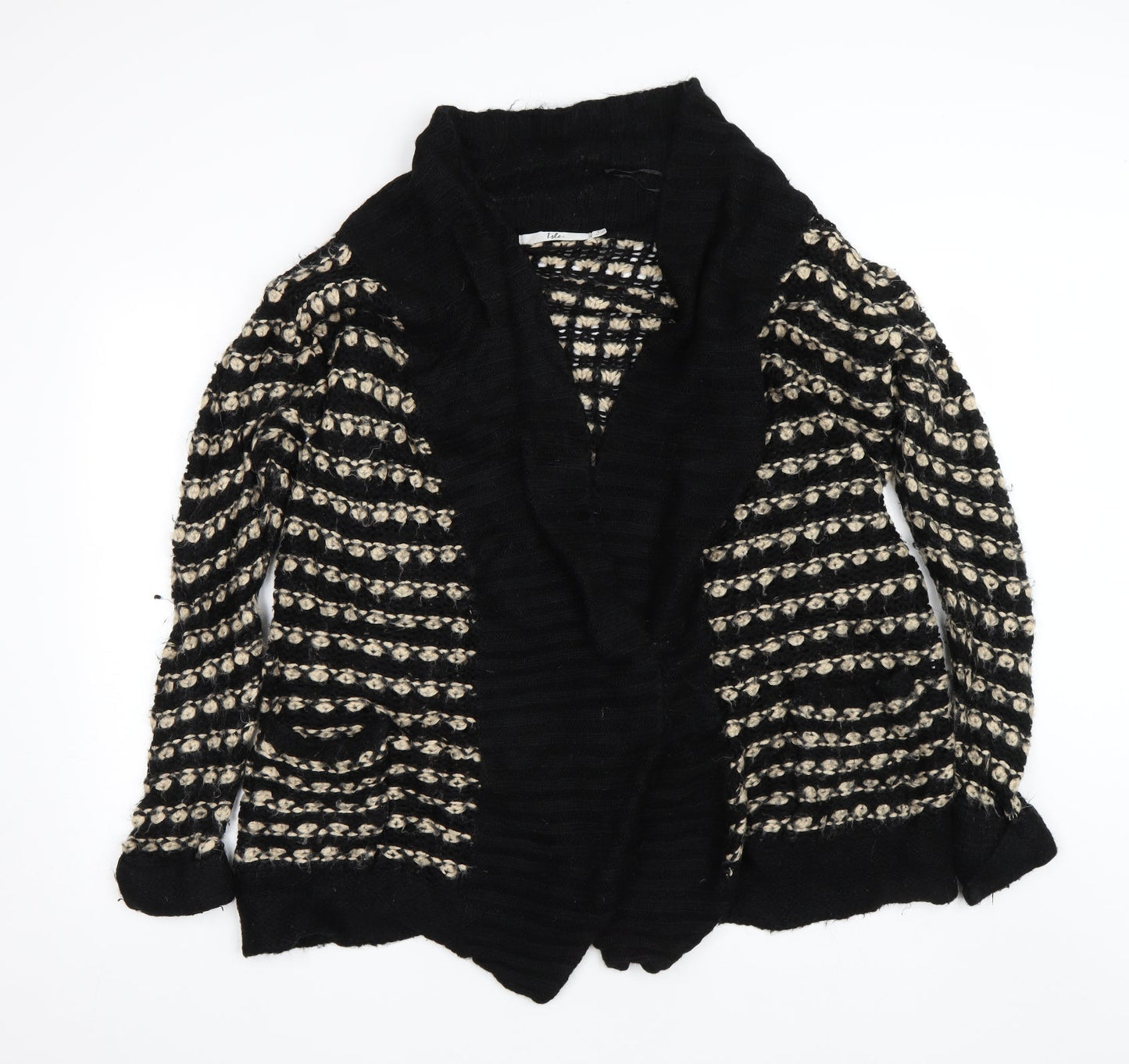 Isle Womens Black Striped  Cardigan Jumper Size L