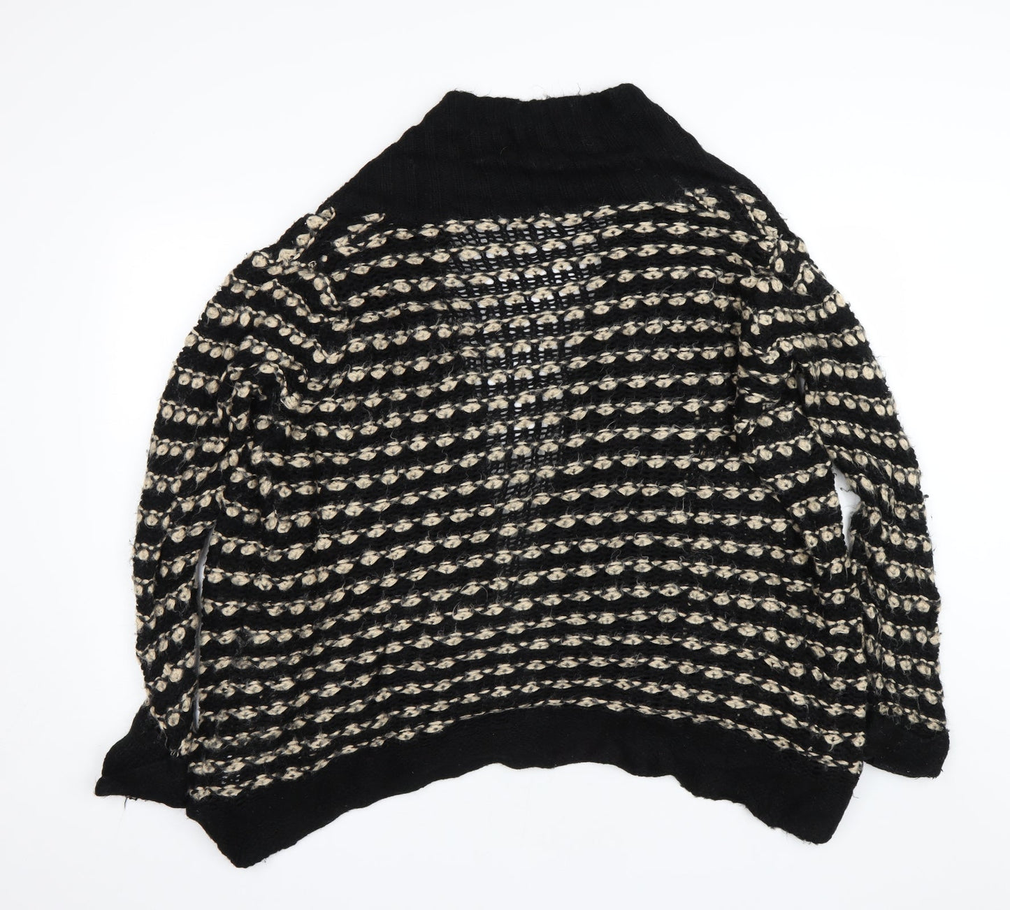 Isle Womens Black Striped  Cardigan Jumper Size L