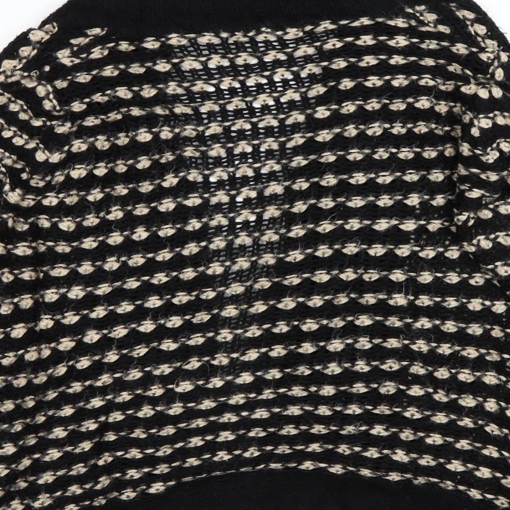 Isle Womens Black Striped  Cardigan Jumper Size L