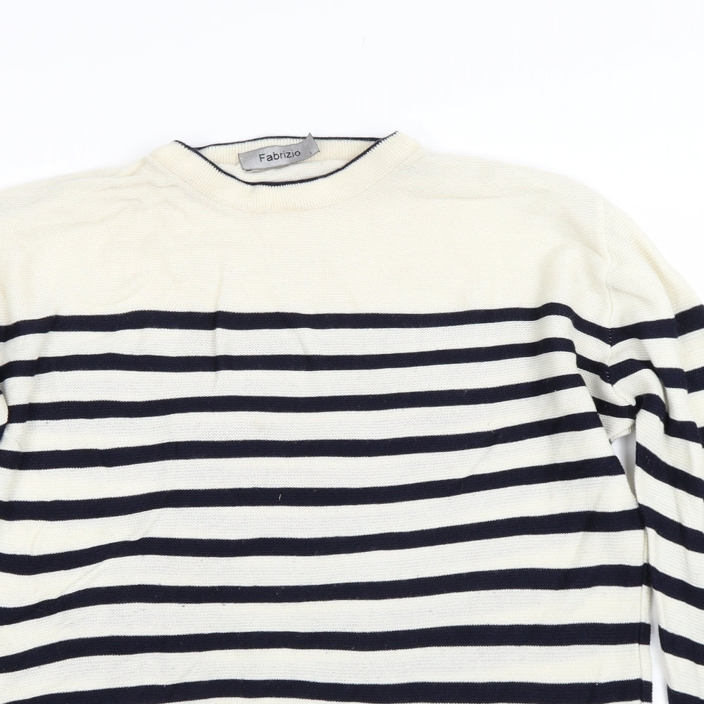 Fabrizio Womens Beige Striped  Pullover Jumper Size L