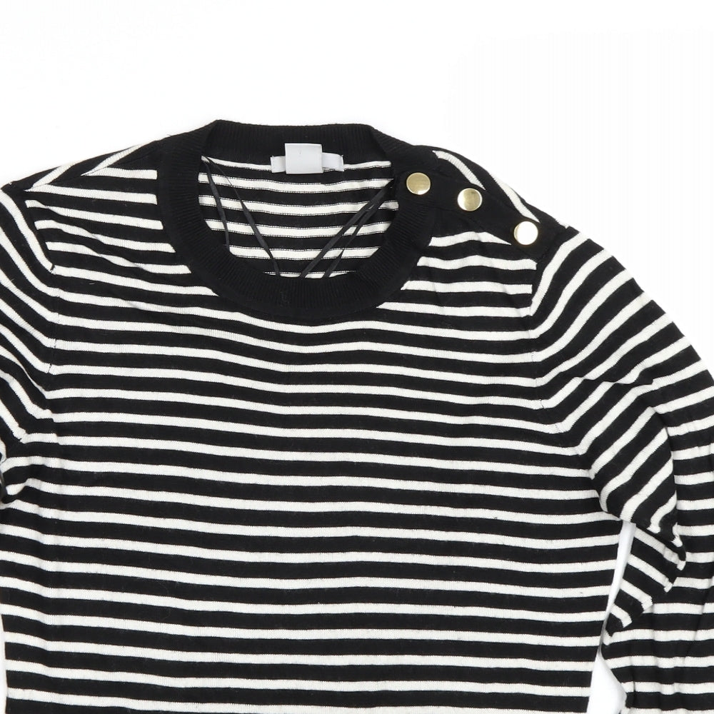 H&M Womens Black Striped  Pullover Jumper Size M