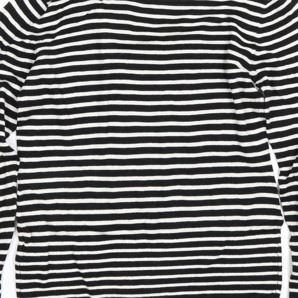 H&M Womens Black Striped  Pullover Jumper Size M