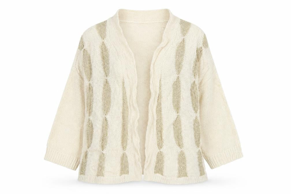 Oasis Womens Beige Striped  Cardigan Jumper Size L