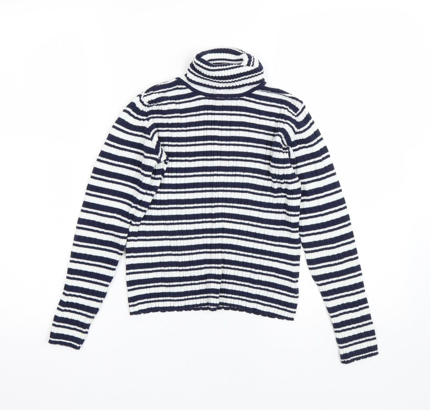 Nutmeg Girls Blue Striped  Pullover Jumper Size 9-10 Years