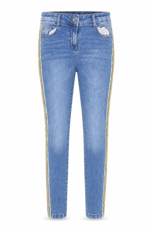 Kylie Girls Blue Striped Denim Skinny Jeans Size 12 Years