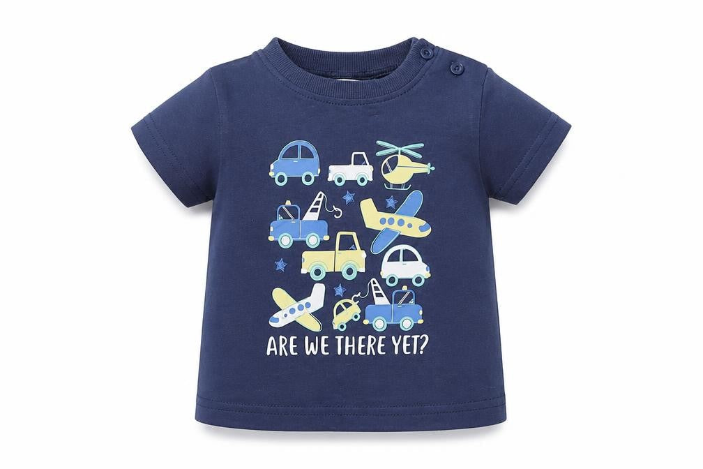 M&Co Baby Blue   Basic T-Shirt Size 3-6 Months  - Are we there yet?
