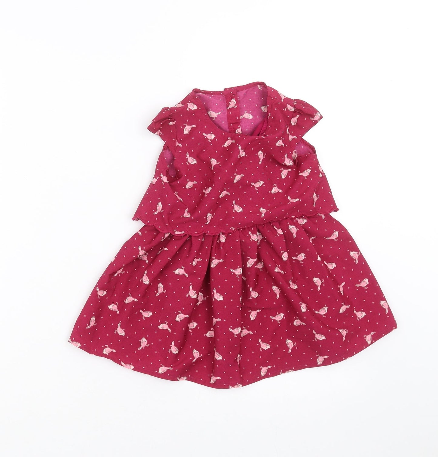 Matalan Girls Purple   Fit & Flare  Size 12-18 Months  - Bird pattern