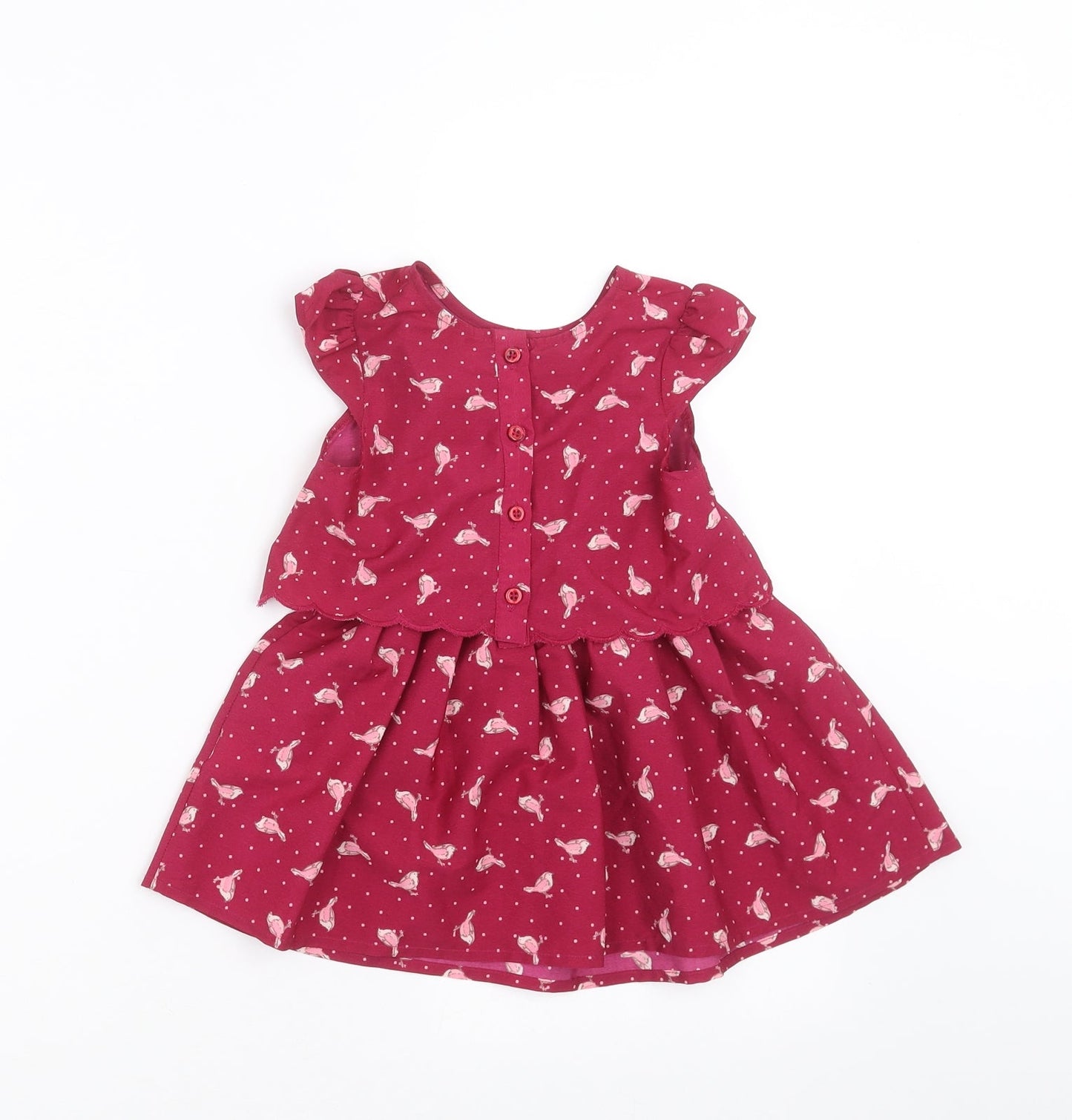 Matalan Girls Purple   Fit & Flare  Size 12-18 Months  - Bird pattern