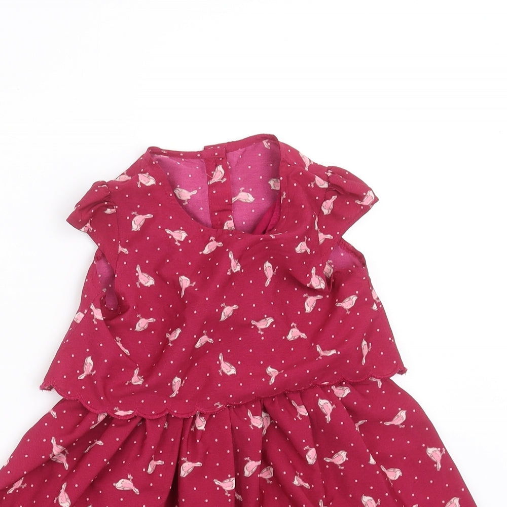 Matalan Girls Purple   Fit & Flare  Size 12-18 Months  - Bird pattern