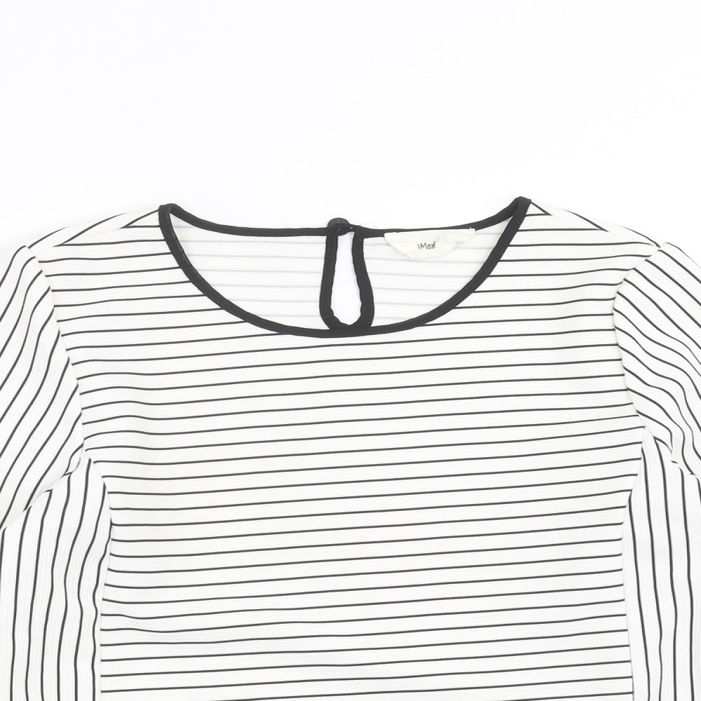 VERO MODA Womens White Striped  Basic Blouse Size S