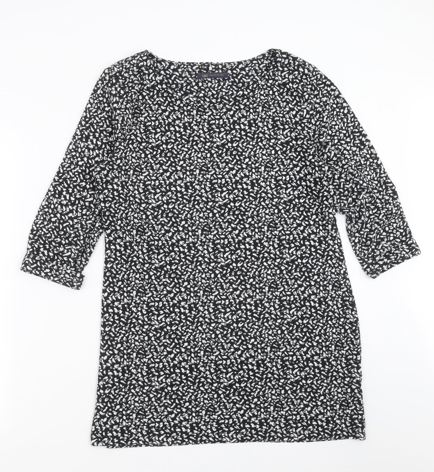 Marks and Spencer Womens Black Geometric Knit Pullover Jumper Size 16