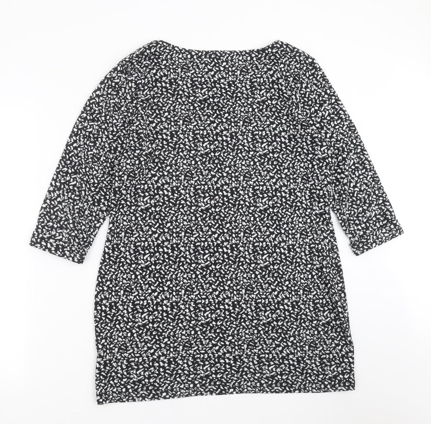 Marks and Spencer Womens Black Geometric Knit Pullover Jumper Size 16