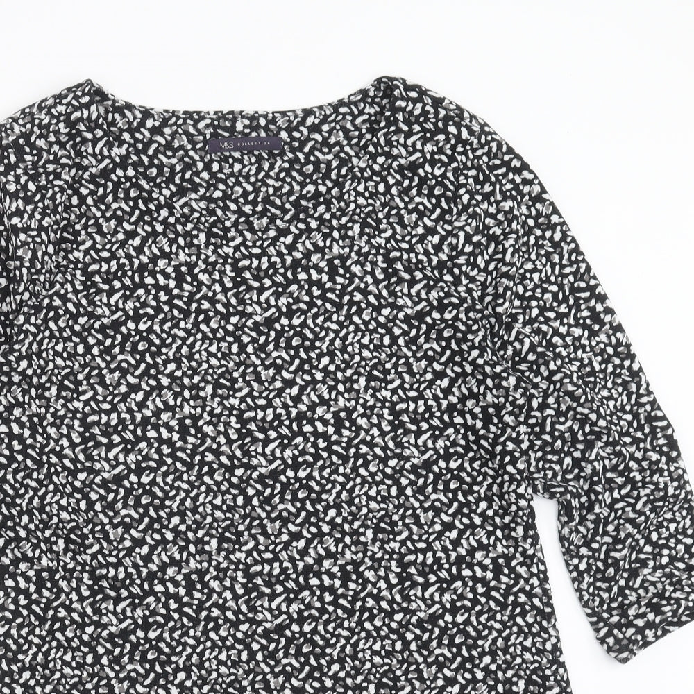 Marks and Spencer Womens Black Geometric Knit Pullover Jumper Size 16