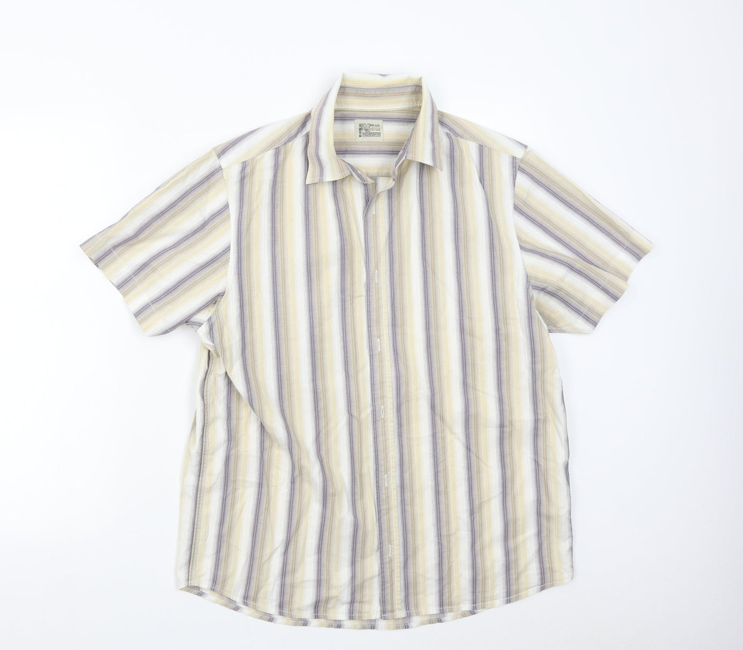 BHS Mens Beige Striped   Button-Up Size M