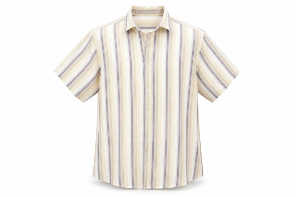 BHS Mens Beige Striped   Button-Up Size M