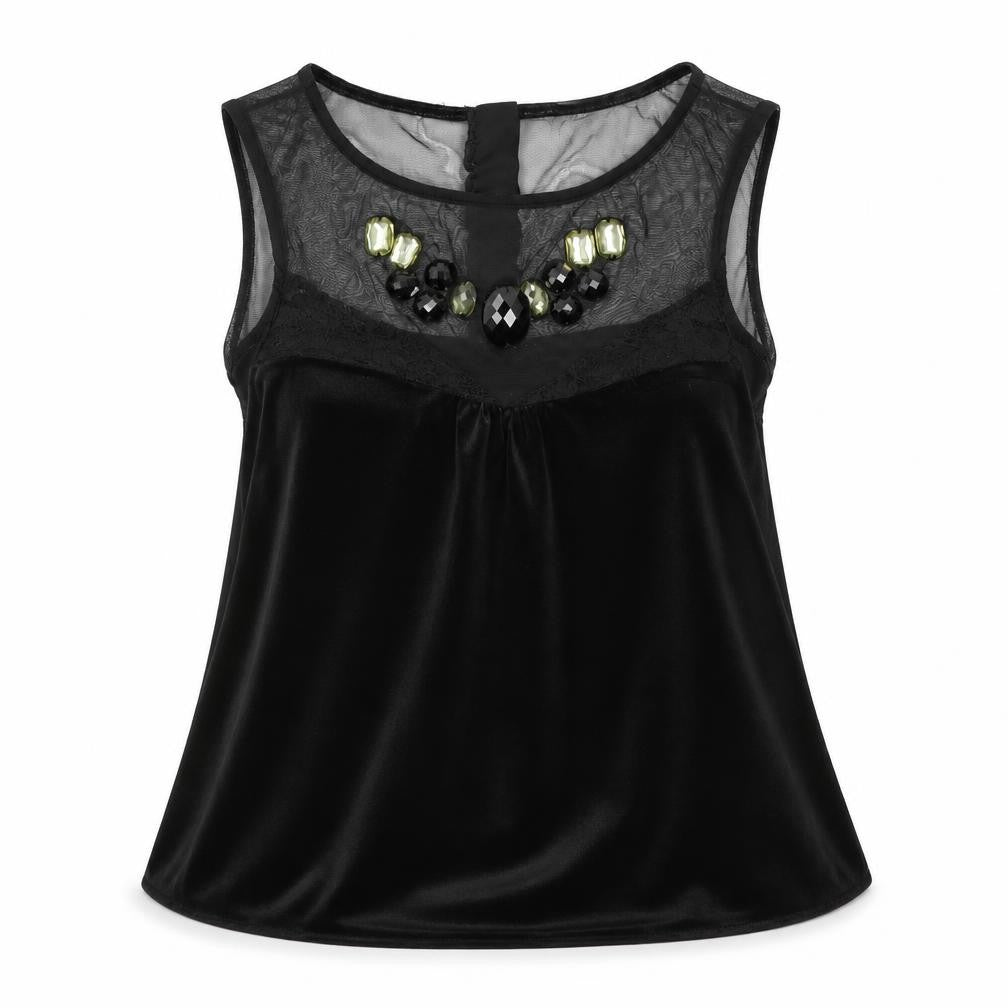NEXT Womens Black  Velvet Basic Blouse Size 10