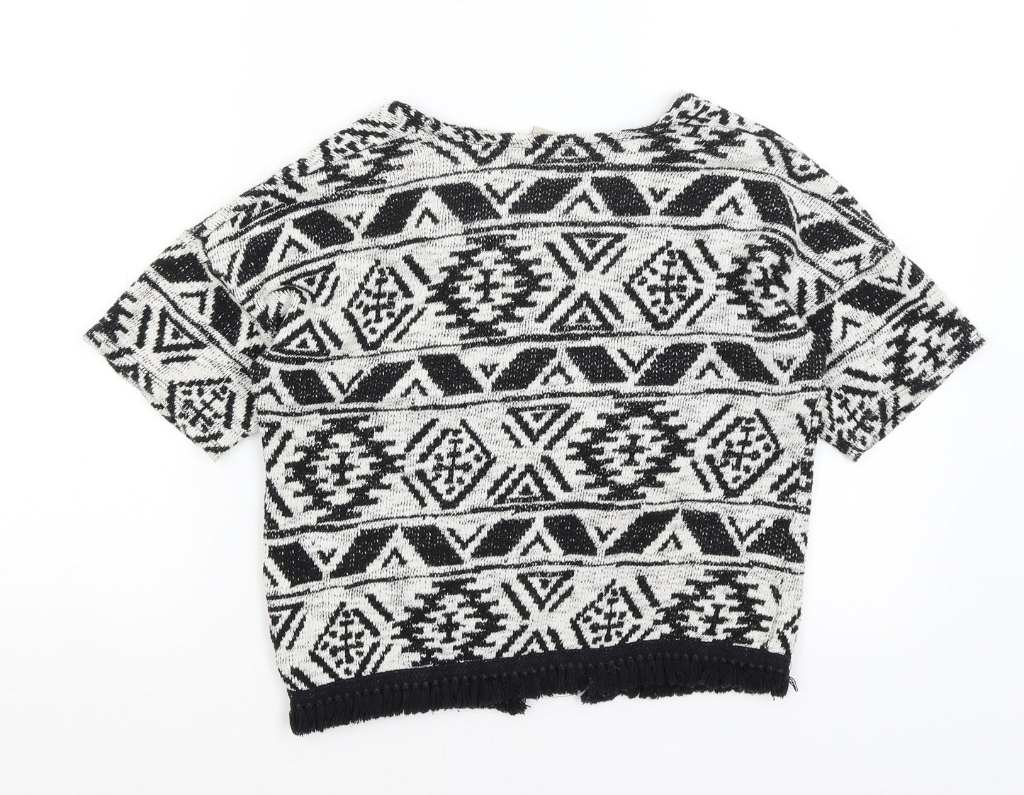 TU Girls White Geometric  Cardigan Jumper Size 8 Years