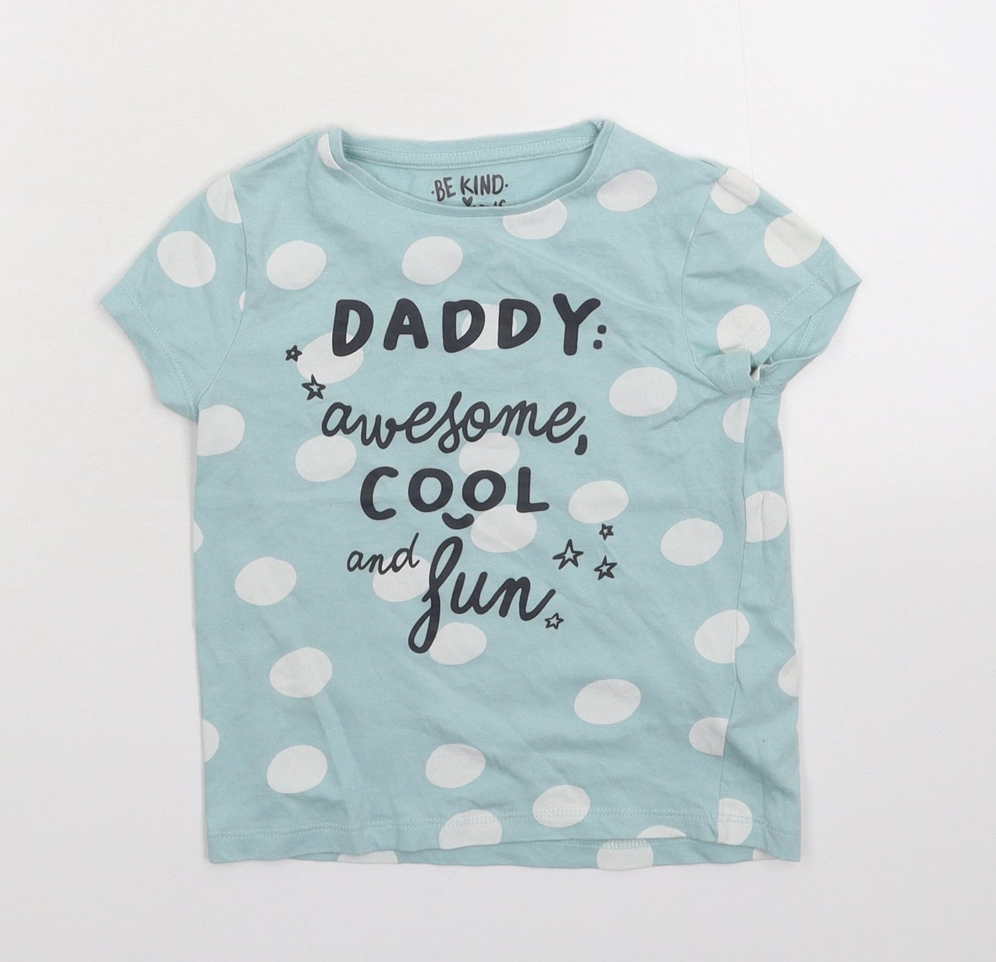 F&F Boys Blue Polka Dot  Basic T-Shirt Size 4-5 Years
