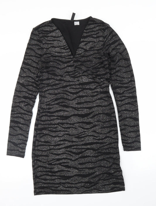 H&M Womens Silver Animal Print  A-Line  Size S  - Zebra print