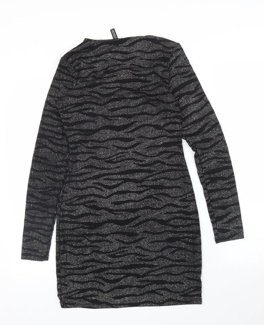 H&M Womens Silver Animal Print  A-Line  Size S  - Zebra print