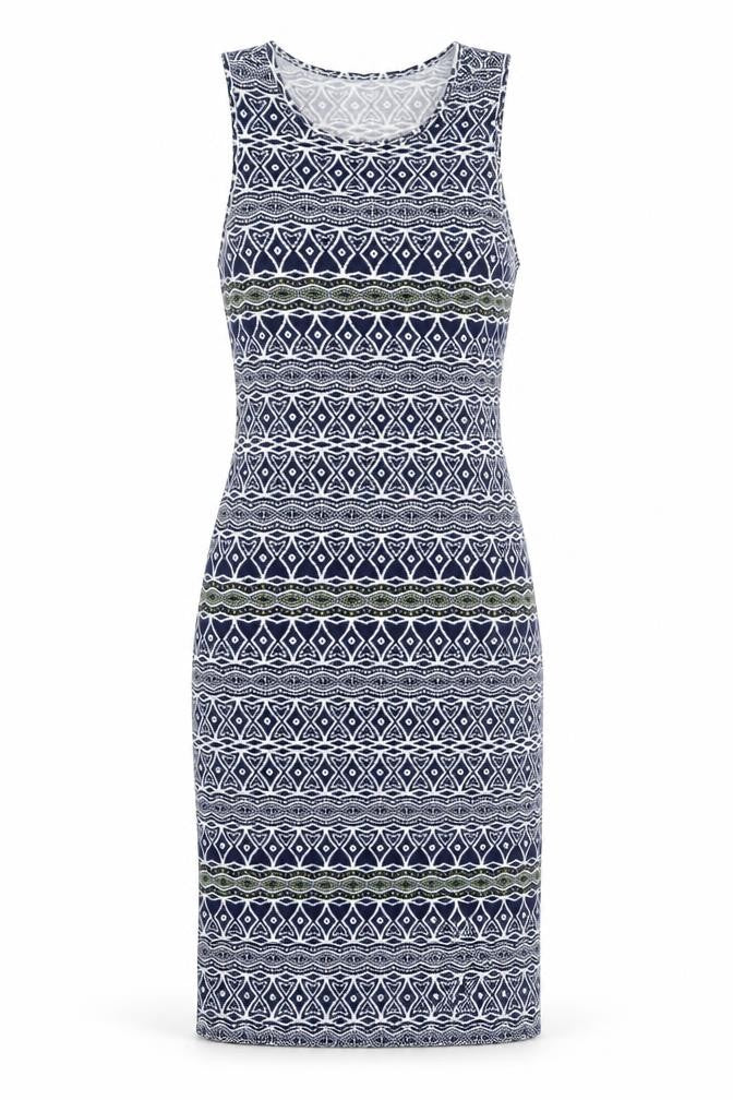 Preworn Womens Blue Geometric  Tank Dress  Size S