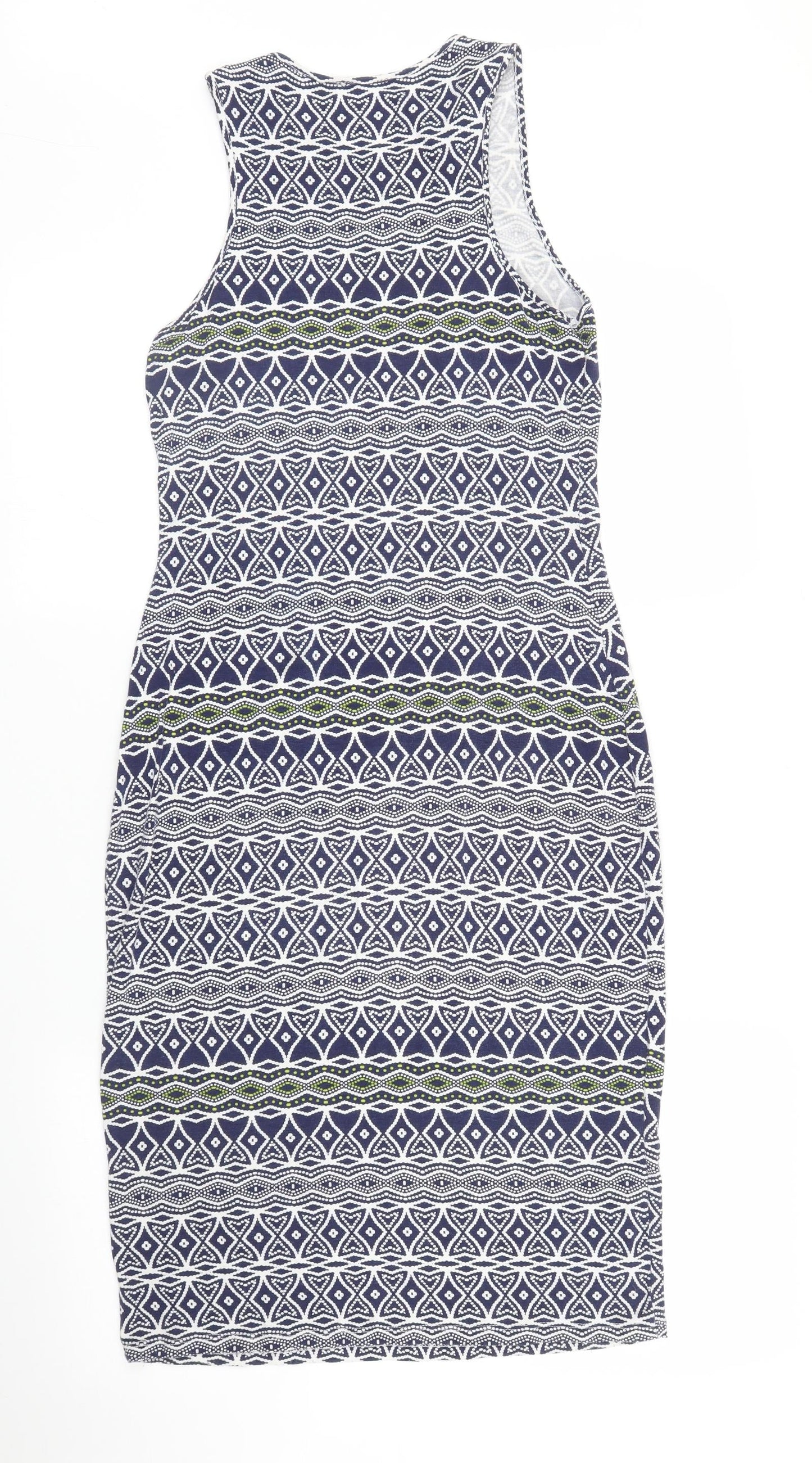 Preworn Womens Blue Geometric  Tank Dress  Size S