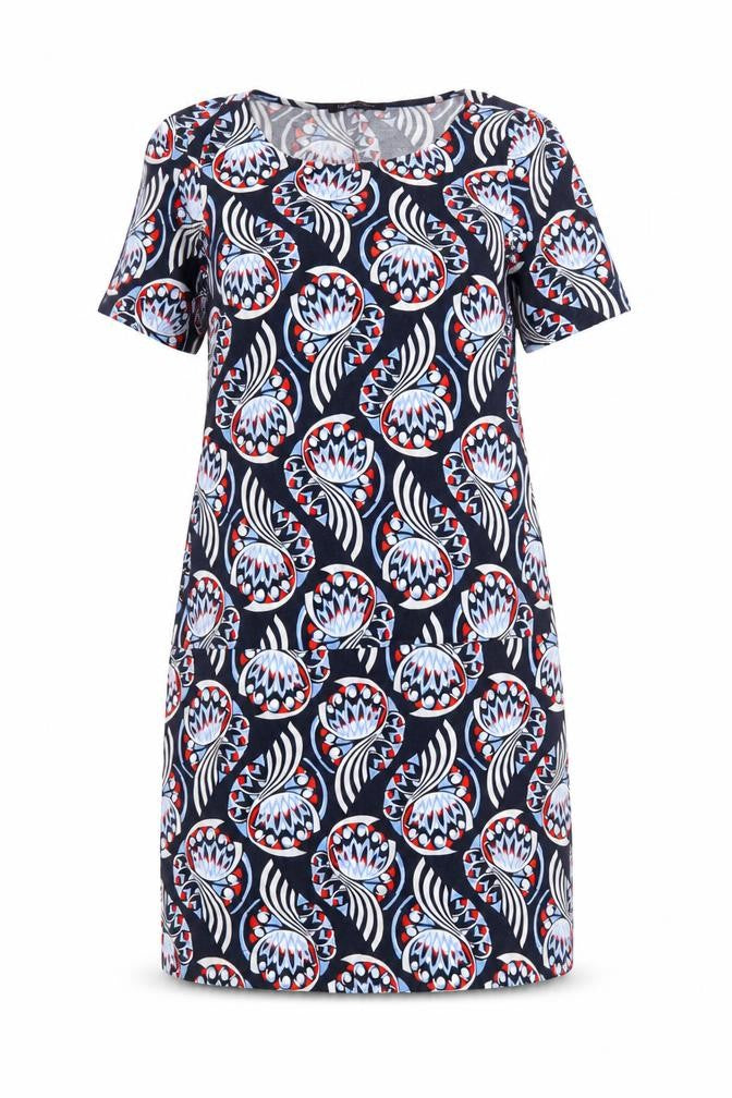 Marks and Spencer Womens Blue Geometric  A-Line  Size 10
