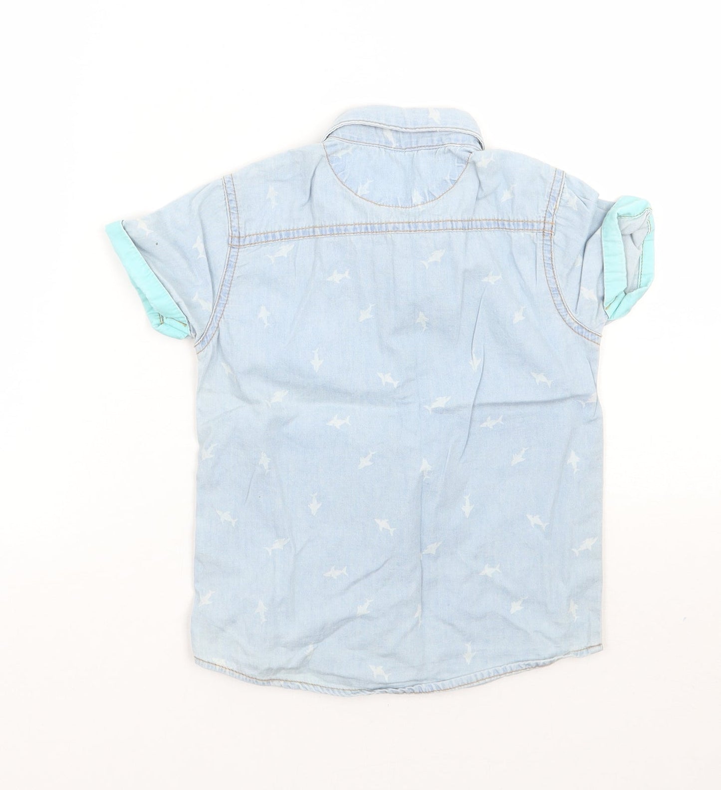 George Boys Blue   Basic Button-Up Size 4-5 Years  - Sharks